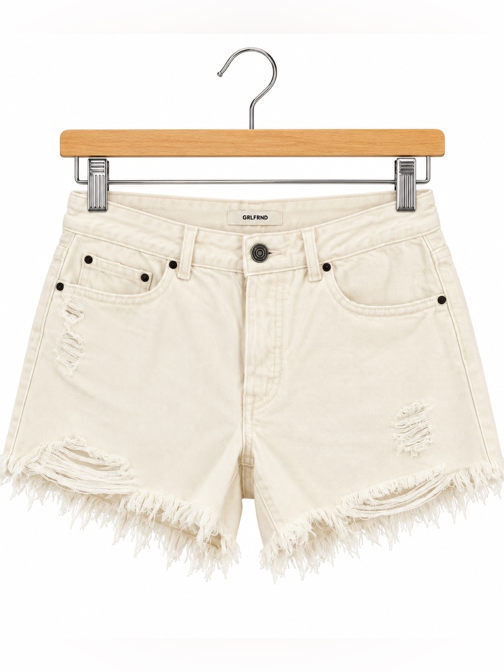 GRLFRND white Denim Shorts